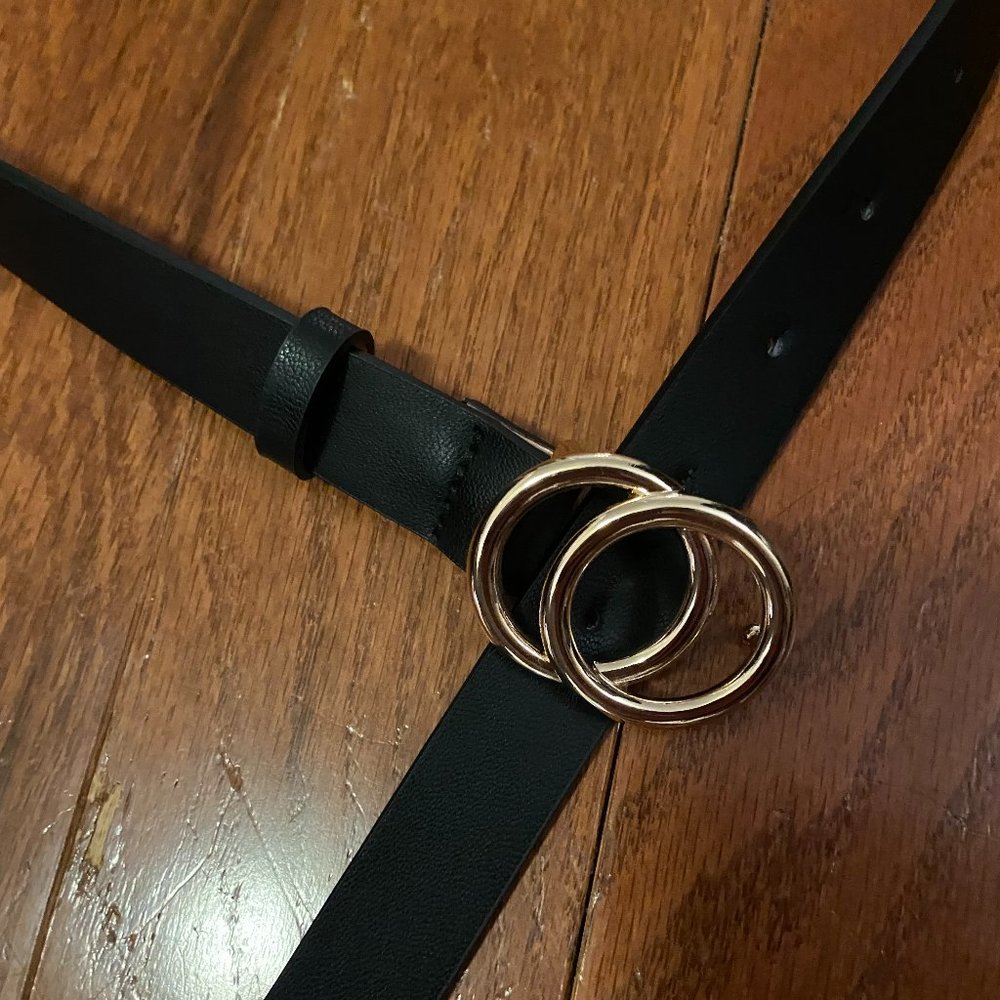 Black H&M Leather Belt w/ Gold Buckle